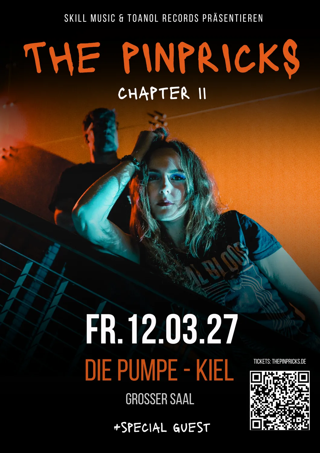 Skill Music and Toanol Records present The Pinpricks Chapter II, Friday 12.03.27, Die Pumpe Kiel, Grosser Saal, plus special guest
