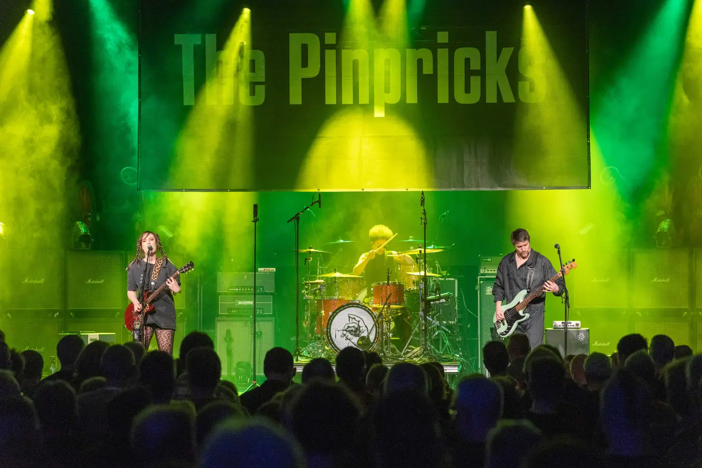 The Pinpricks on stage in green light